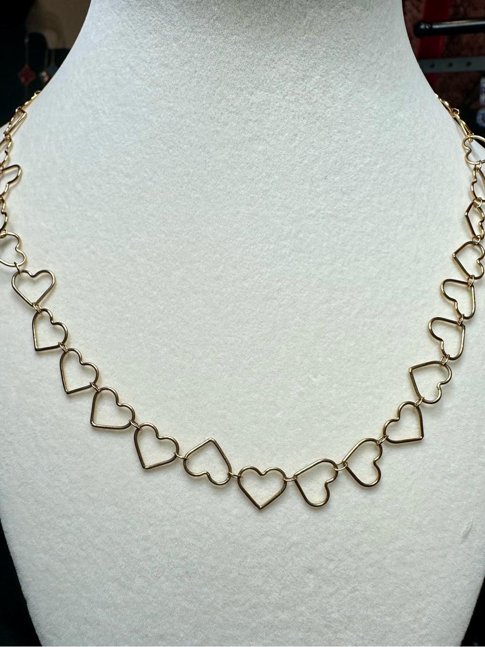 Delicate Gold Heart Link Necklace - Women's Jewelry